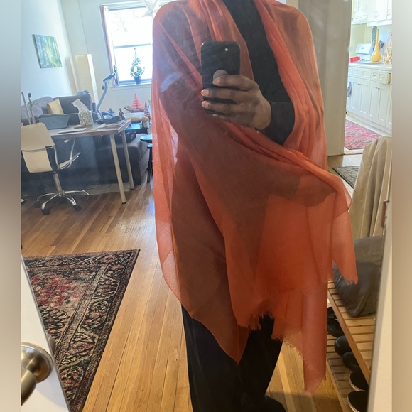 Orange/Rust Cashmere Scarf/Shawl - Picture 6 of 13